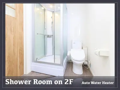 a bathroom with a shower room with a toilet at Skytree 13 minute drive Exclusive whole home stay in Tokyo