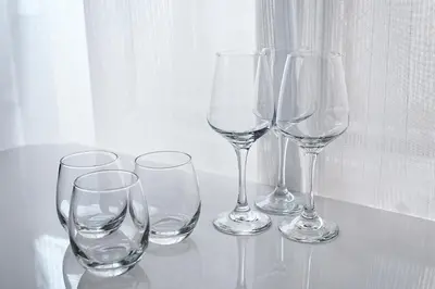 a group of wine glasses sitting on a table at Latte Urban Elegance Kinshicho, 5min walk to Station in Tokyo