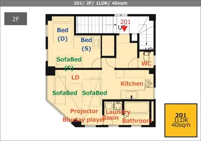 a floor plan of a house at SATELLITE HOTEL Komagome \u30b5\u30c6\u30e9\u30a4\u30c8\u30db\u30c6\u30eb\u99d2\u8fbc in Tokyo