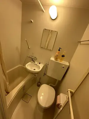 a small bathroom with a toilet and a sink at \u65b0\u5927\u4e45\u4fdd\u6b65\u884c6\u5206\u949f \u4e1c\u4eac\u90fd\u5fc3\u5546\u5708 in Tokyo