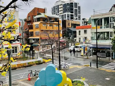 a view of a city street with buildings at A Cosy Daikanyama Stay at the Anime Sanctuary in Tokyo