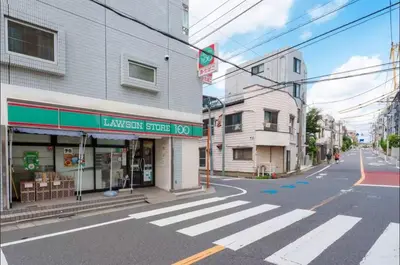 an intersection of an empty street with a store at shan-Nishiochiai 2F-SJ0005 in Tokyo