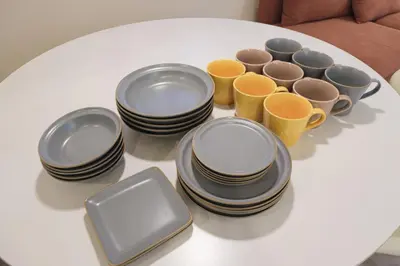 a group of plates and cups on a table at Make Your Hotel\u5e61\u30f6\u8c37 in Tokyo