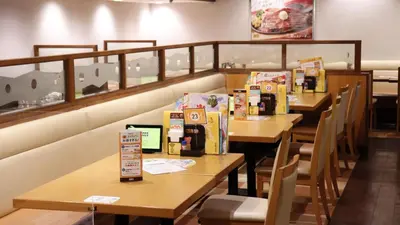 a row of tables in a fast food restaurant at Tokyo Inn - Vacation STAY 26678v in Tokyo