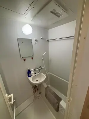a small bathroom with a sink and a shower at SHIBUYA Room in Tokyo