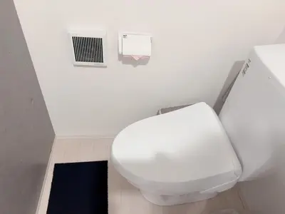 a bathroom with a white toilet and a radiator at Ueno Rose in Tokyo