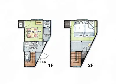 a floor plan and a rendering of the floor plan of a house at Y's INN 押上 115T in Tokyo