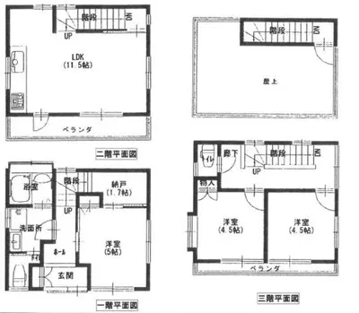 two floor plans of a house at Y's INN 有客 015T in Tokyo