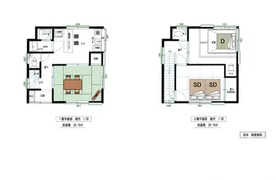 a floor plan and elevation of a house at \u697d\u9038\u30b0\u30eb\u30fc\u30d7 \u65b0\u5bbf\u5fa1\u82d1 112t in Tokyo
