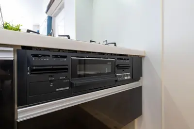 a microwave oven sitting on top of a counter at FINOA Asakusa Sky Terrace in Tokyo
