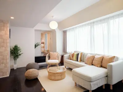 a living room with a couch and a chair at Mejiro 501 in Tokyo