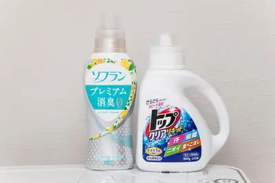 two bottles of cleaner sitting next to each other at \u697d\u5bbf Itabashi 011T in Tokyo