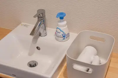 a bathroom sink with a faucet and a computer mouse in it at Y's INN MaisonRose 106T in Tokyo