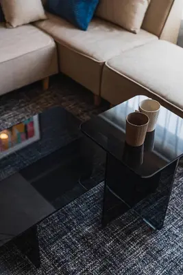 a living room with a couch and a coffee table at Luxury Stay near Azabudai Hills and Tokyo Tower, 2-Bedroom Apartment in Tokyo