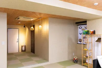 a living room with a hallway with a ceiling at SLEEPLAB \u795e\u697d\u5742 -Kagurazaka- in Tokyo