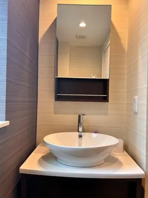a bathroom with a white sink and a mirror at hotel fleur-3F in Tokyo