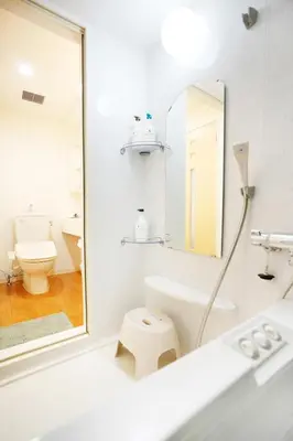 a bathroom with a sink and a toilet and a mirror at LJ Hotel Shinjuku in Tokyo
