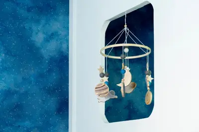 a group of ornaments hanging on a wall at Fantasy Lodge in Tokyo