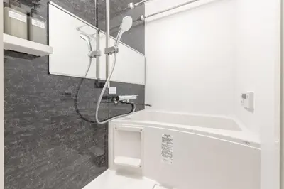 a bathroom with a shower and a white sink at Marvelous Higashikanda - Vacation STAY 86893v in Tokyo