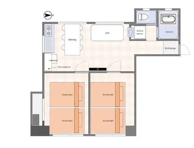 a floor plan of a small house at V Close to Shinjuku Kabukicho Korean Town FrWIFI L in Tokyo
