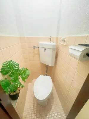 a bathroom with a toilet and a potted plant at Takadanobaba relaxing CB in Tokyo