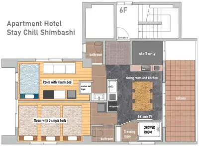a floor plan of the apartment block stay chill chill chillbh at Stay Chill Shinbashi in Tokyo