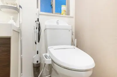 a bathroom with a white toilet in a room at Horizon Court Shinjuku in Tokyo