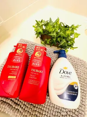 a pile of products sitting next to a plant at sitamachi Shin-Koiwa 302 in Tokyo