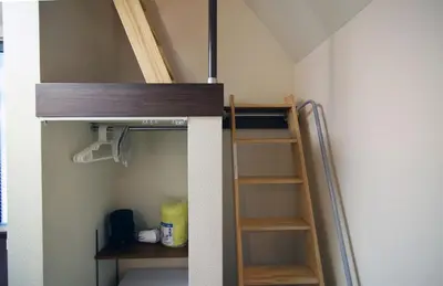 a room with a bunk bed and a ladder at Central Shinjuku, Quiet Area, Close to Station, Room205 in Tokyo