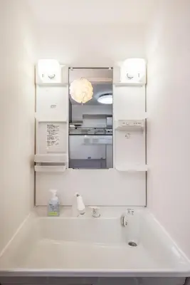 a kitchen with a sink and an open refrigerator at R201-Shinjuku 13 min Up to 8 people 60 sqm Full renovation Roppongi and Tsukiji direct access Family group 7 min to Ochiai Minami Nagasaki Station in Tokyo