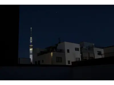 a tv tower is lit up at night at YADOYA Asakusa-Honkan - Vacation STAY 92044v in Tokyo