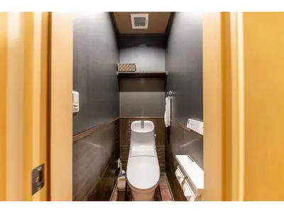 a small bathroom with a white toilet in a stall at YADOYA Yanagitori West - Vacation STAY 92053v in Tokyo