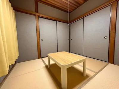 a small table in a room with lockers at \u516b\u5e83101Nearby Tokyo Skytree in Tokyo