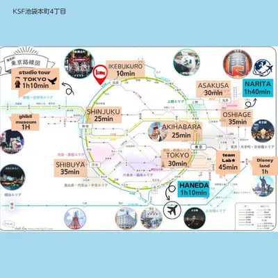 a map of the chineseoreanoreanoreanorean at ksf\u6c60\u888b\u672c\u753a4\u4e01\u76ee in Tokyo