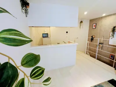 a room with a mirror and a plant at Ciel de Kagurazaka Familial iidabashi \u65b0\u5bbf\u795e\u697d\u5742\u98ef\u7530\u6a4b ## Shuttle, Ticket, Restaurant reservation service ## in Tokyo