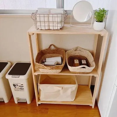 a shelf with baskets and other items on it at ying-Shinjuku hostel-SJ0055 in Tokyo