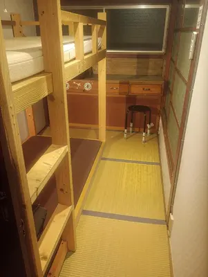 an overhead view of a room with bunk beds at Edo Tokyo Sharehouse Long Stay Only, One month plus in Tokyo