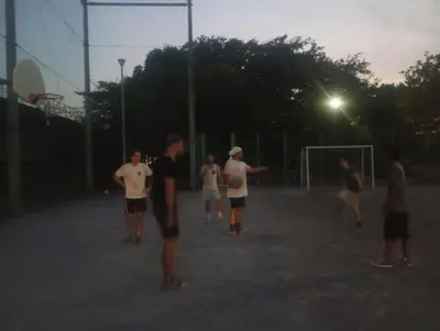 a group of people playing soccer on a court at Edo Tokyo Sharehouse Long Stay Only, One month plus in Tokyo