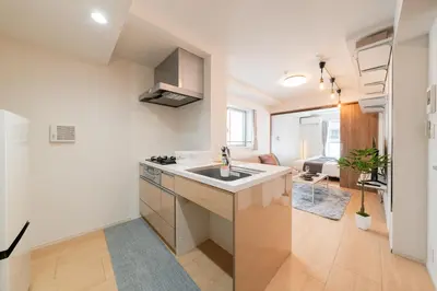 a kitchen with a sink and a stove at Terrace Tokyo Otsuka South in Tokyo