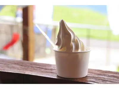 a cup of ice cream sitting on a table at eeGee STAY Kamata