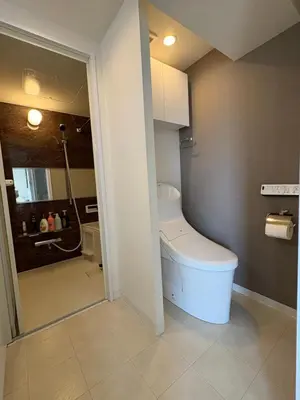 a bathroom with a toilet and a shower at Cozy corner in Tokyo