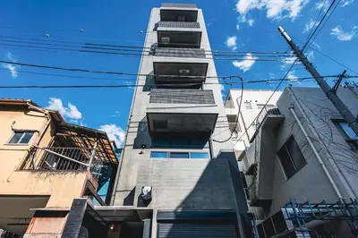 a tall building with balconies on the side of it at Rimba Tokyo Oshiage, Skytree view, 3BR 80m2 in Tokyo