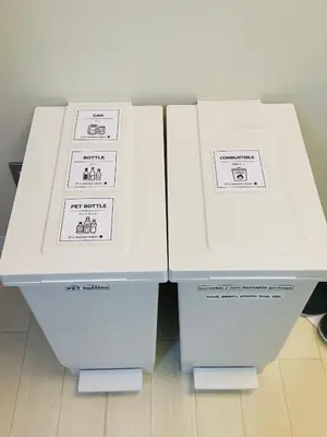 three white boxes sitting next to each other on a floor at Hot Deal! Simple, no-frills room 3 guest in Tokyo