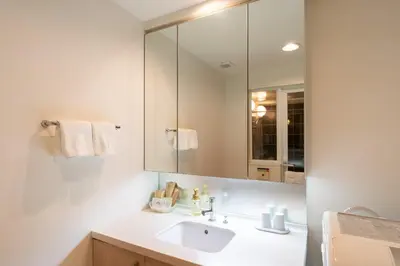 a bathroom with a sink and a large mirror at \u6771\u6025\u30b9\u30c6\u30a4\u9752\u5c71 in Tokyo