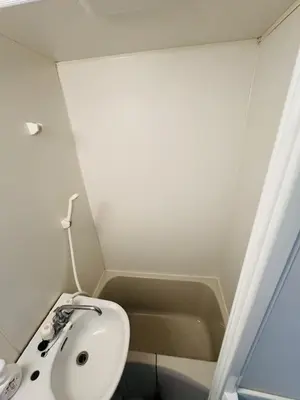 a bathroom with a sink and a bath tub at Toho so Inn in Tokyo