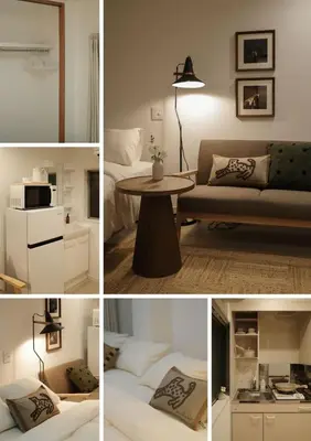 a collage of four pictures of a living room at R-Takinogawa, Kita City-KI0320 in Tokyo