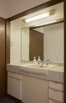 a bathroom with a sink and a mirror at \u5713\u798f\u30d3\u30eb in Tokyo