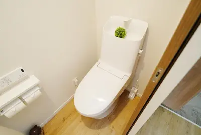 a toilet with a plant on top of it in a bathroom at OpenSale Shinjuku 301 New Building 2mins to Waseda Station Max for 3 people in Tokyo