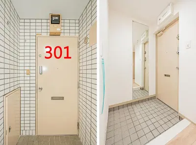 a bathroom with a door with the on it at \u30a6\u30a3\u30f3\u30b0\u30b2\u30b9\u30c8\u30cf\u30a6\u30b9\u79cb\u8449\u539f301 in Tokyo