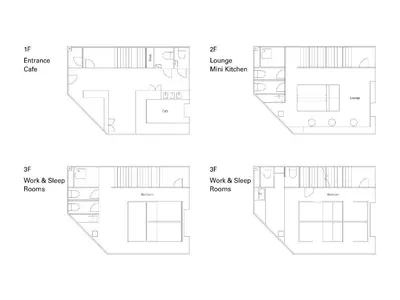 a set of diagrams showing the different floors of a house at MIDORIso Nihonbashi in Tokyo